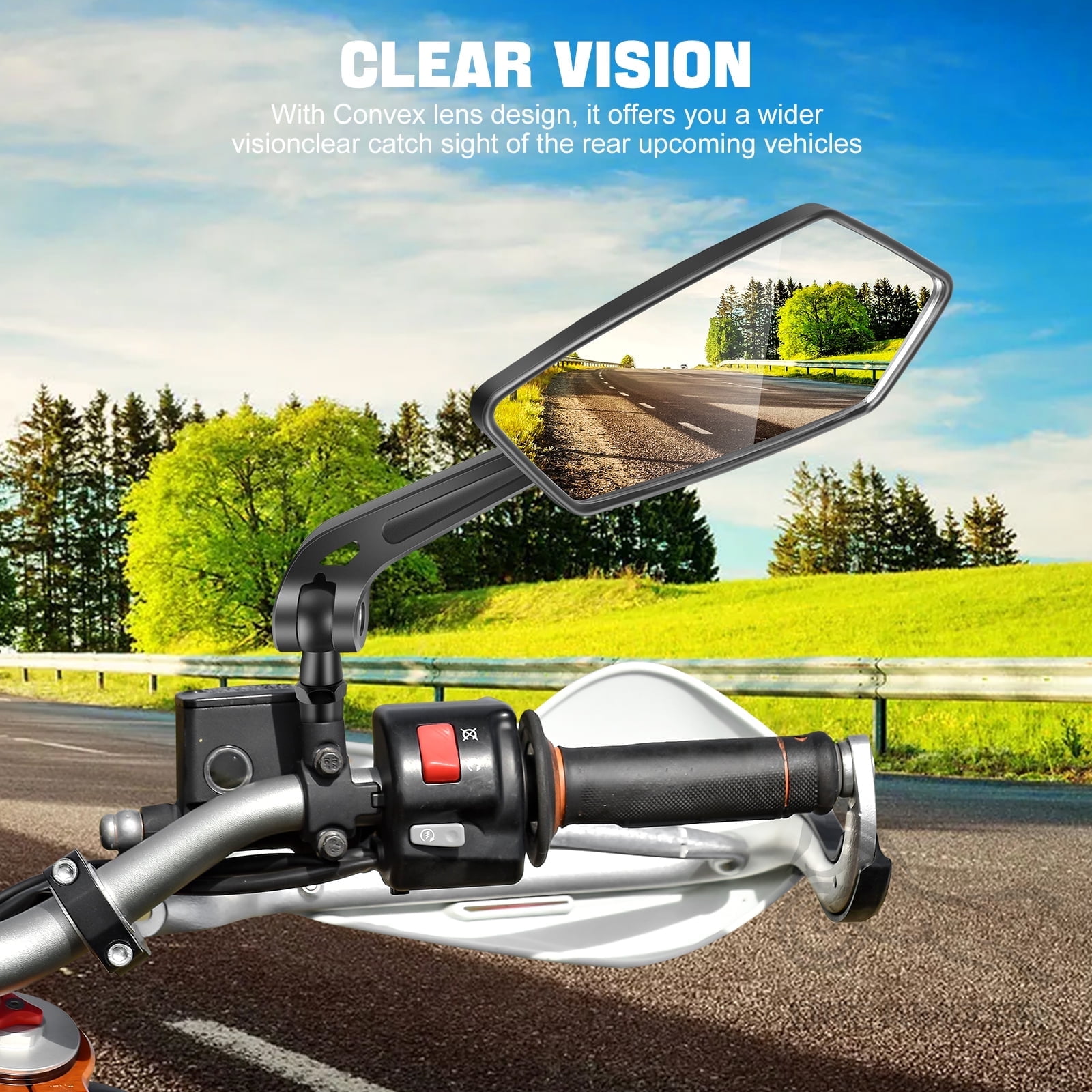 Motorcycle Rear View Mirror Moto Cycling Clear Wide Range Back Sight ...