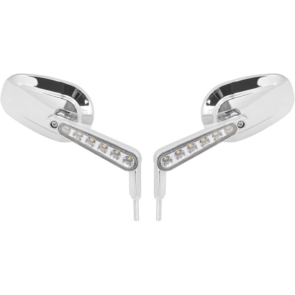 Motorcycle Rear View Mirrors LED Turn Signal Lights Rearview Mirror Integrated Indicator Reminder Lights Fit compatible Harley Davidson VROD V-Rod VRSCF 2009-2017 White | 1 Pair, Rear View_Premium G