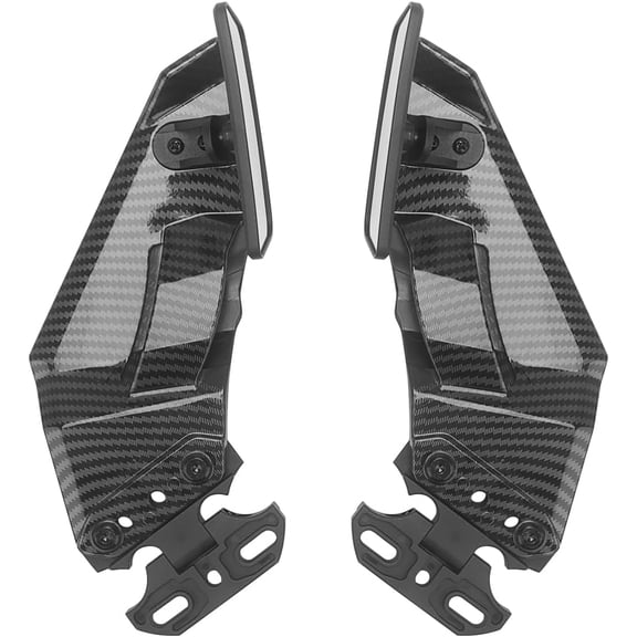 Motorcycle Rear View Mirrors, Side Wing Rearview Stealth Mirror | compatible Carbon Fiber stripes Winglets Mirrors compatiblement compatible Honda/ Kawasaki/ Yamaha/ Suzuki/ B-MW/ Apriliar/_Premium