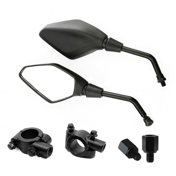Motorcycle Rear View Side Glass 7/8" HandleBar Mount Clamps Wide Rear View Glass for Scooters ATV