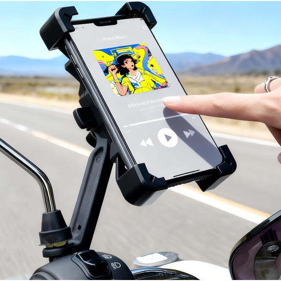 Motorcycle Rearview Mirror Phone Holder, Quick Release Motorbike Universal Mount for Scooter Moped Rear View 4.5-6.8 inch Cell