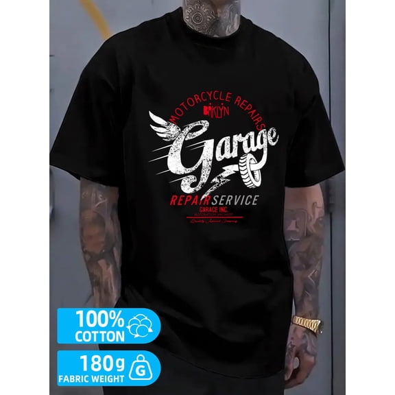 Motorcycle Repair men's black 180G 100% Cotton Breathable fabric,round neck,short sleeves Basic Unisex Shirt Crewneck tshirts Retro Unisex Shirt Printed tshirts