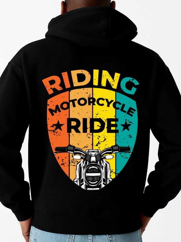 Motorcycle Ride funny hoodies for men machine washable black Cool ...