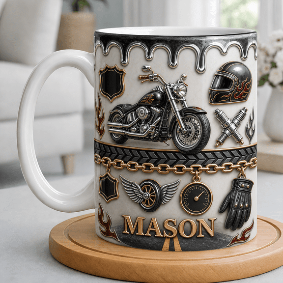 Motorcycle Rider Accent Mug Personalized Biker Coffee Cup Gift for Mason