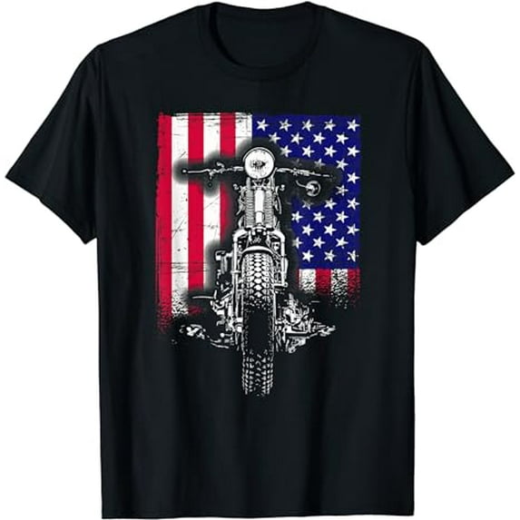 Motorcycle Rider Bike Riding US Flag American Pride Biker T-Shirt