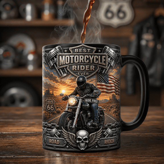 Motorcycle Rider Magic Mug Personalized Dad Gift for Bikers & Motorcycle Dads