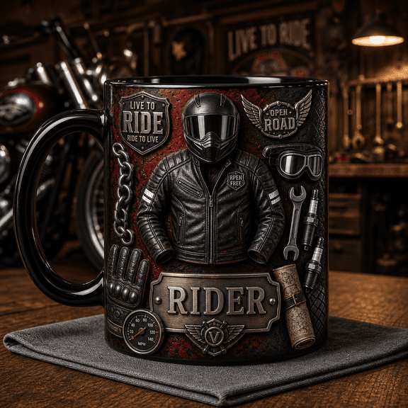 Motorcycle Rider Mug, Custom Coffee Cup for Bikers, Live to Ride Gift