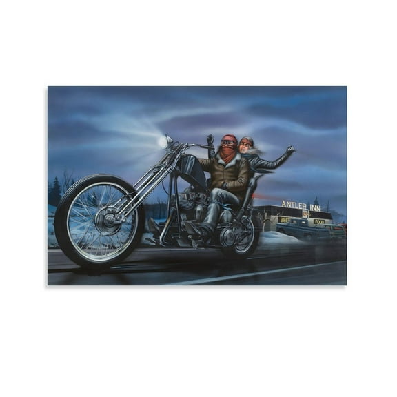 Motorcycle Rider Poster David Mann The Antler Inn Picture Print Canvas Poster Wall Paint Art Posters Decor Modern Home Artworks Gift 12x18inch(30x45cm)