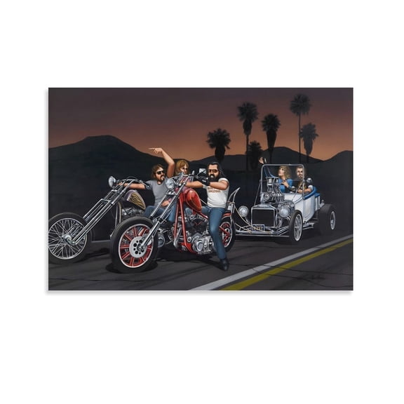 Motorcycle Rider Poster David Mann Bikes Towing Hotrod Painting On Canvas Wall Art Poster Scroll Picture Print Living Room Walls Decor Home Posters 12x18inch(30x45cm)