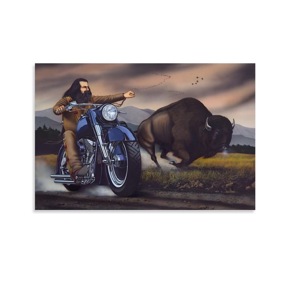 Motorcycle Rider Poster David Mann Buffalo Rider Canvas Wall Art Poster Decorative Bedroom Modern Home Print Picture Artworks Posters 24x36inch(60x90cm)