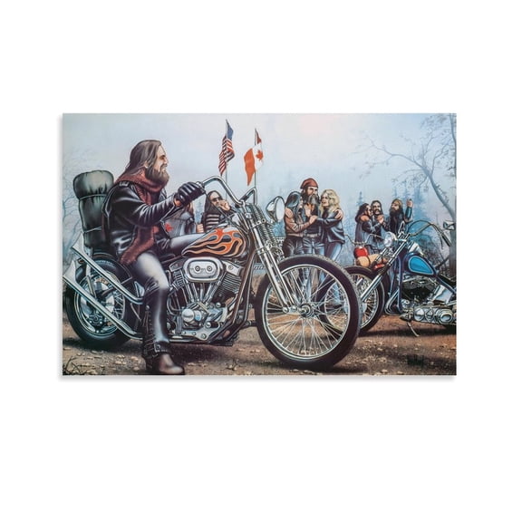 Motorcycle Rider Poster David Mann Canadian Brothers Canvas Poster Wall Art Picture Prints Hanging Photo Gift Decor Home Posters Artworks 16x24inch(40x60cm)
