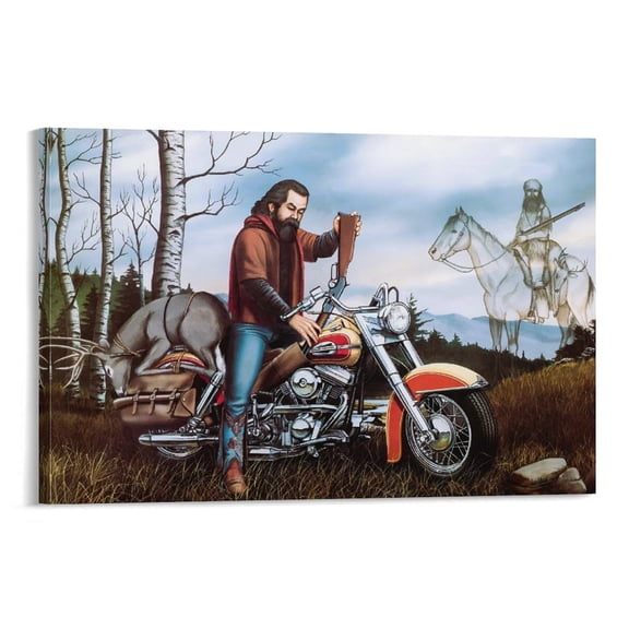 Motorcycle Rider Poster David Mann The Hunter Wall Art Poster Gifts Bedroom Prints Home Decor Hanging Picture Canvas Painting Posters 24x36inch(60x90cm)