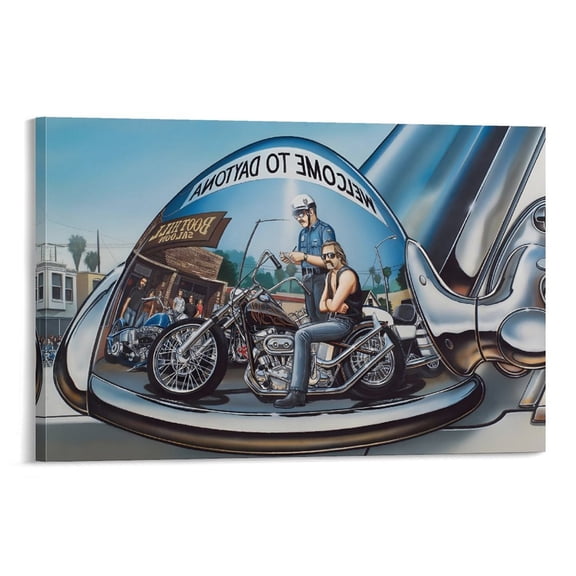 Motorcycle Rider Poster David Mann Reflection of Daytona Art Poster Canvas Painting Decor Wall Print Photo Gifts Home Modern Decorative Posters 12x18inch(30x45cm)