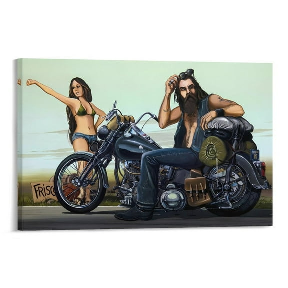 Motorcycle Rider Poster David Mann The Dilemna Canvas Art Poster and Wall Art Picture Print Modern Family bedroom Decor Posters 24x36inch(60x90cm)