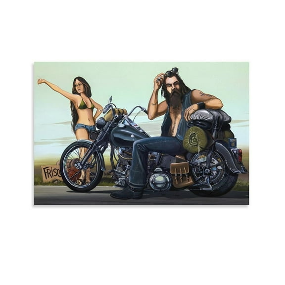 Motorcycle Rider Poster David Mann The Dilemna Poster Decorative Painting Canvas Wall Art Living Room Posters Bedroom Painting 12x18inch(30x45cm)