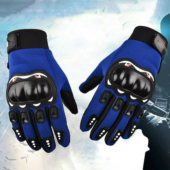 Motorcycle Riding Gloves with Hard Shell Knuckle Protection | Breathable Full-Finger Gloves | Anti-Slip Palm Grip | Flexible Joint Armor | 1 Pair