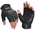 thumbnail image 1 of Motorcycle Riding Leather Gloves Half-finger Gloves Breathable Fingerless Mittens Motorbike Sports Protective Gear Mens Cycling Gloves, 1 of 7