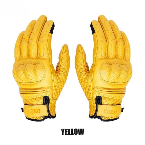 Motorcycle Riding Winter Waterproof Gloves Leather Gloves Thermal Warm Inner Touch Screen Motorbike Bike Gloves for Men (Yellow,M)