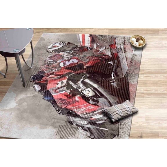 Motorcycle Rugs, Office Rugs, MotoGP Rug, Car Rug, Small Rug, Round Rug, Wall Hanging Rug, Colorful Rug, Custom Rug, Office Rug, 2.6'x4' - 80x120 cm
