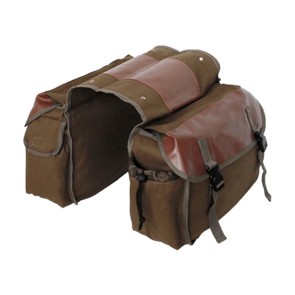 Motorcycle Saddle Bags, Upgraded Canvas Leather Luggage, Enhanced Storage with Side Pockets, Durable Flap Design, Riding Adventures or Daily Commute, Motorcyclist Essential Gear