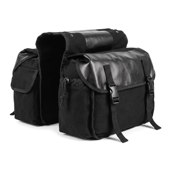 Motorcycle Saddle Bags with Side Pockets, Canvas Luggage for Riding 17in