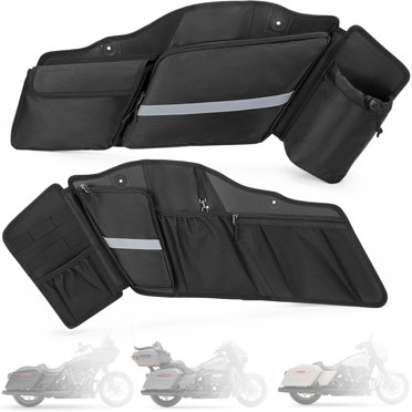 Happy-Motor Saddlebag Insert Liners For Harley Touring Road King FLHR 1994-2013 – Waterproof PU, Red Stitching