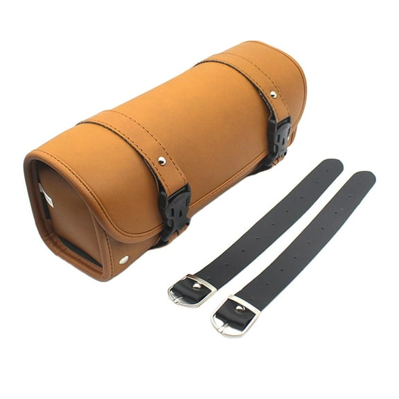 Motorcycle Saddlebags PU Leather Saddle Bags Waterproof Side Bags Storage Luggage Universal - Brown