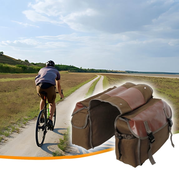 Motorcycle Saddlebags, Universal Bicycle Pannier Bags with Side Pockets, Durable Canvas and Leather Luggage for Rear Rack, Water-Resistant Storage for Commuting and Road Trips