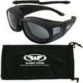 thumbnail image 1 of Motorcycle Safety Sunglasses Fits Over Eye Glasses Smoked Lenses Unisex ANSI Z87.1 + Pouch & Strap, 1 of 7
