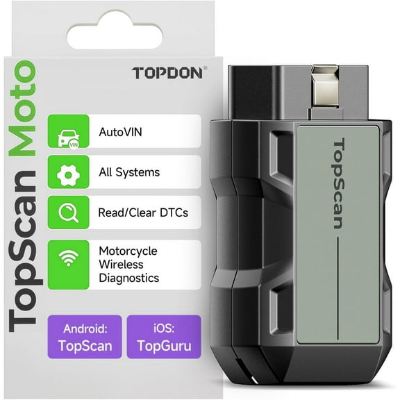 Motorcycle Scan Tool TOPDON TopScan Moto, All System Bidirectional Motorcycle Scanner for Harley, Duca ti, BMW & Japan Brands, Reset Services Motorcycle Diagnostic Scanner, AutoVIN Diagnostic Tool