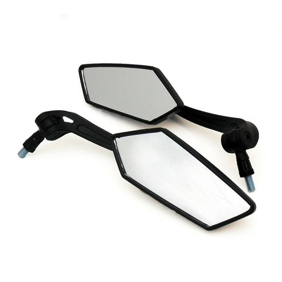 Motorcycle Scooter FOLDABLE Mirror Set - 10mm RH/RH Thread - Flat Black (Model 4238_10)