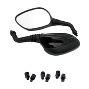 Motorcycle Scooter Mirror Set - 8mm RH/RH Thread - Mid Size Flat Black (Model 4237)