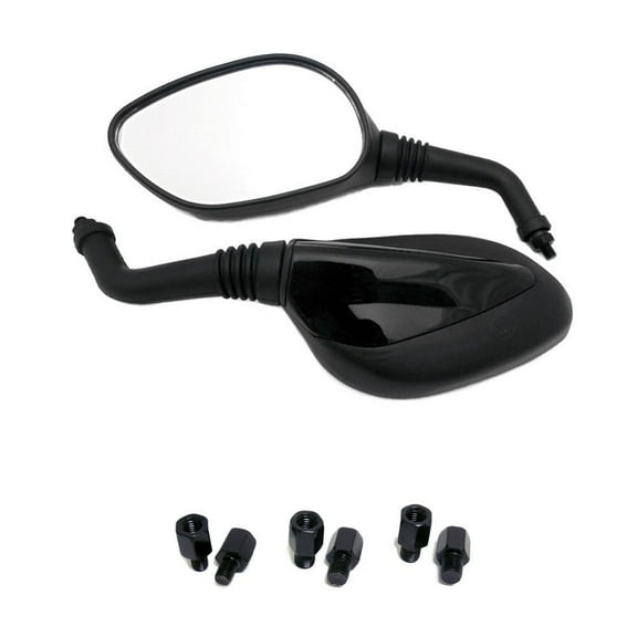Motorcycle Scooter Mirror Set - 8mm RH/RH Thread - Mid Size Flat Black (Model 4237)