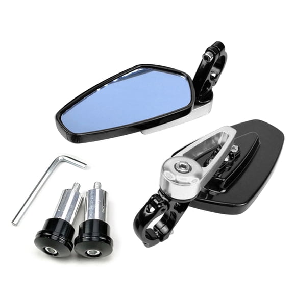 Motorcycle Scooter Rear View Side Reversing Reflector Handle End Grip 2pcs