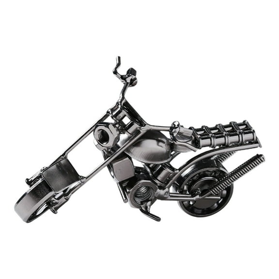 Motorcycle Sculpture Decor - Vintage Industrial Metal Art, Mechanical Design for Home Office Living Room Display, 1 Piece Unique Engineered Ornament