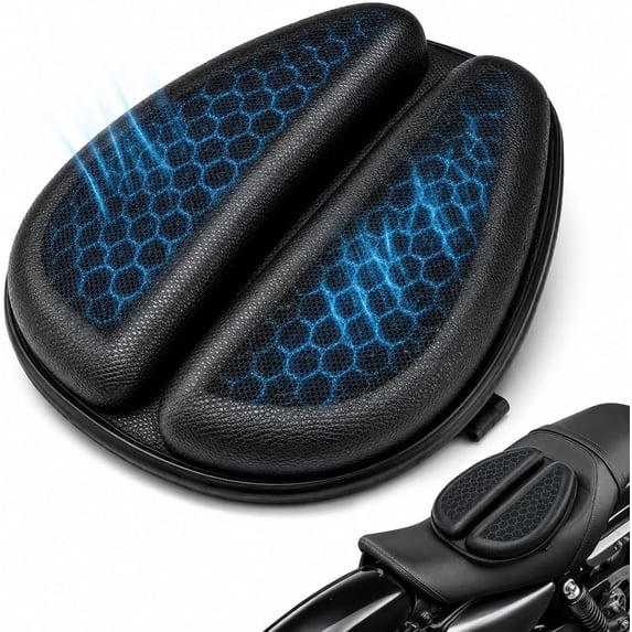 Motorcycle Seat Cushion, 3D Honeycomb Gel Motor Seat Pad for Long Rides, Ergonomic Shock Absorption TPE Rider Cushion, Universal Non-Slip Breathable Cruiser Touring Seat Cover