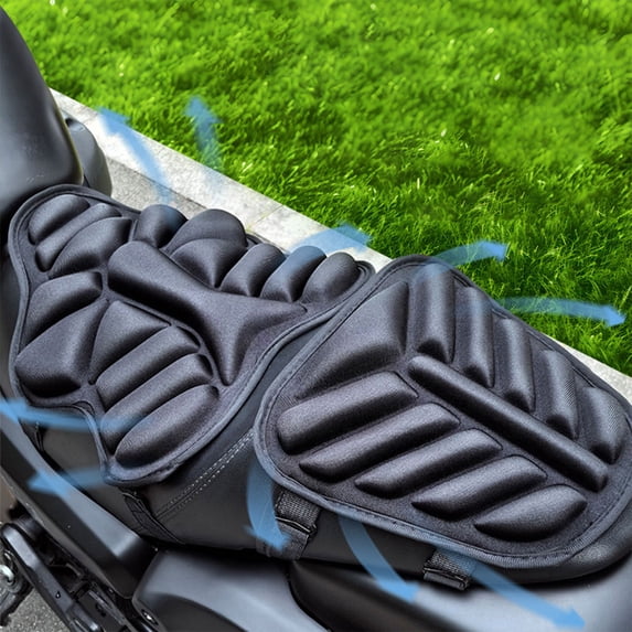 Motorcycle Seat Cushion Cover with Shock Absorption and Heat Insulation, All-Season Anti-Slip Pad for Scooter Bike, UV Protection Comfort Ride in Summer Winter