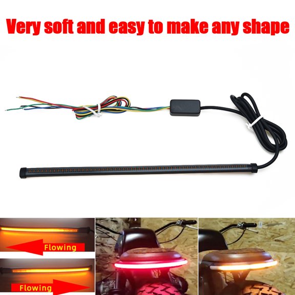 Motorcycle Sequential Switchback Flowing LED Tail Brake Turn Signal Strip Lights Motorbike Rear Brake Stop Bulb Lamps