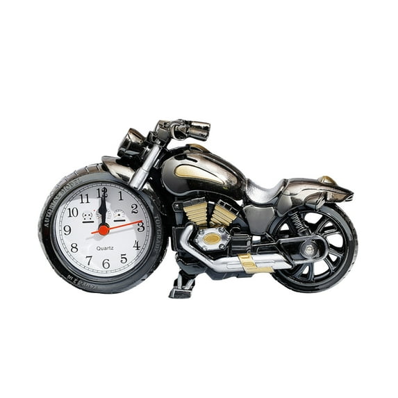 Motorcycle Shaped Desk Clock Unique Decorative Quartz Table Clock for Office Home Bedroom Living Room Gift Idea