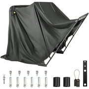 Motorcycle Shelter, Waterproof Motorcycle Cover, Heavy Duty Motorcycle Shelter Shed, 600D Oxford Motorbike Shed Anti-UV, 106.3"x41.3"x62.9" Black Shelter Storage Garage Tent w/ Lock & Weight Bag