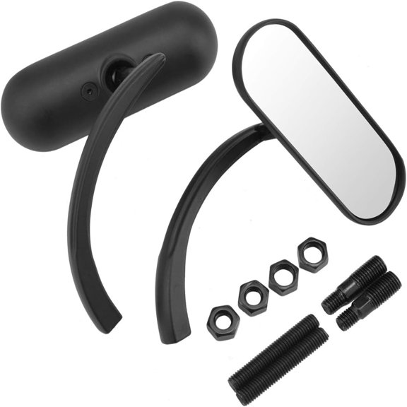 Motorcycle Side Mirrors, Custom Black Chrome Oval Rearview Mirror for Harley Davidson Sportster Dyna Softail, Premium Aluminum Gift for Riders