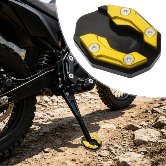 Motorcycle Side Stand Foot Pad, Kickstand Extension Plate with Anti Slip Surface, Durable Metal Support for Secure Parking on Soft Ground, Gravel, and Asphalt
