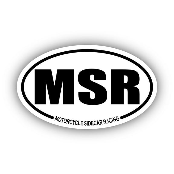 Motorcycle Sidecar Racing MSR Oval Bumper Sticker 3M Vinyl Decal 3 in x 5 in