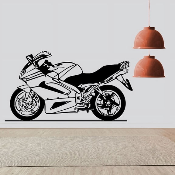 Motorcycle Sketch Wall Decal - Vinyl Decal - Car Decal - CD028 - 36 Inches