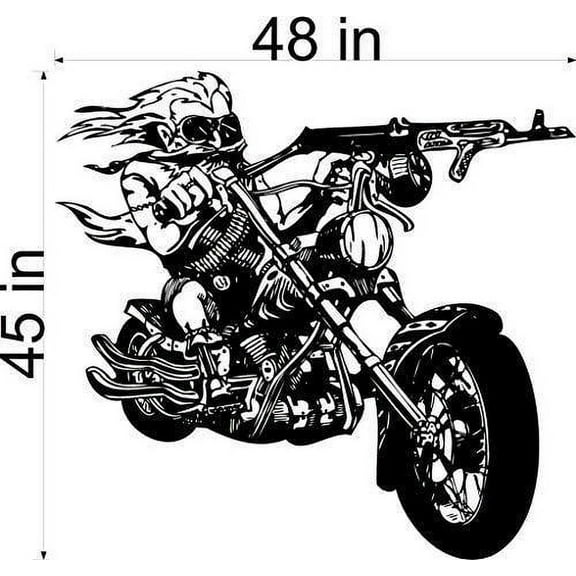Motorcycle Skull Car Wall Decals Stickers Graphics Man Cave Boys Room D&eacute;cor