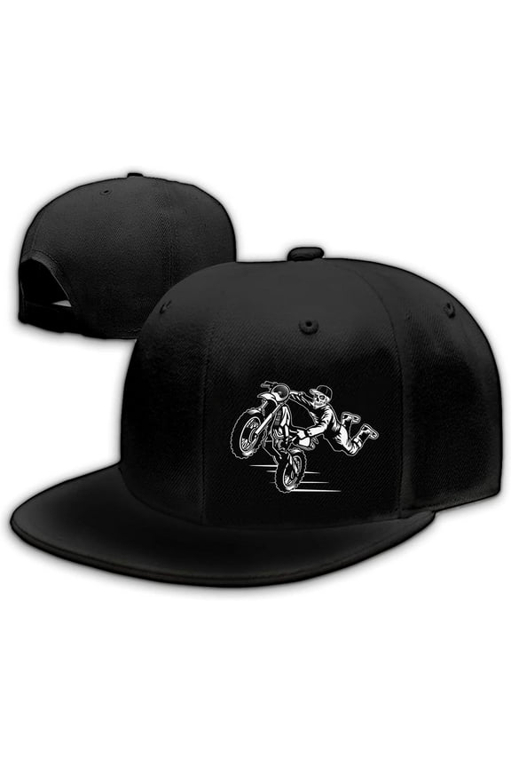 Motorcycle Skull Hat Flat Bill Hats for Men Snap Backpack Mens Hats Snapback Baseball Cap for Teens Boys