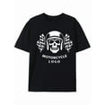 thumbnail image 1 of Motorcycle Skull Racing Flag Graphic Tee, 1 of 6