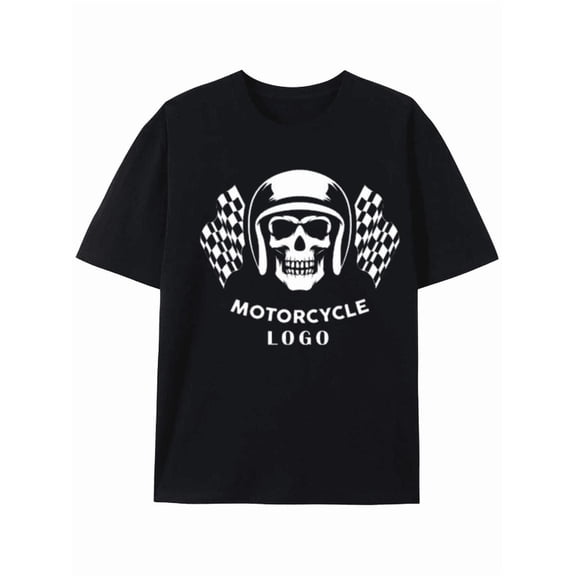 Motorcycle Skull Racing Flag Graphic Tee