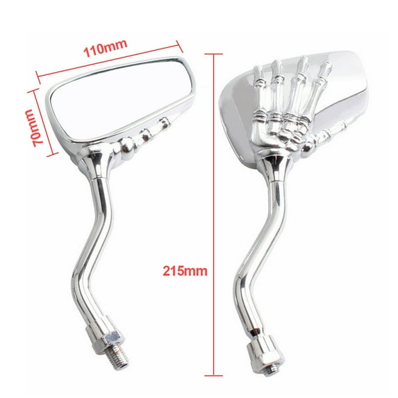 Motorcycle Skull Skeleton Hand Rearview Side Mirrors 8mm Thread For Suzuki Honda