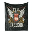 thumbnail image 1 of Motorcycle Soft Flannel Fleece Throw Blanket, Biker Motto Feel the Freedom Grunge Hand Drawn Illustration American Culture, Cozy Plush for Indoor and Outdoor Use, 60" x 80", Multicolor, by Ambesonne, 1 of 5